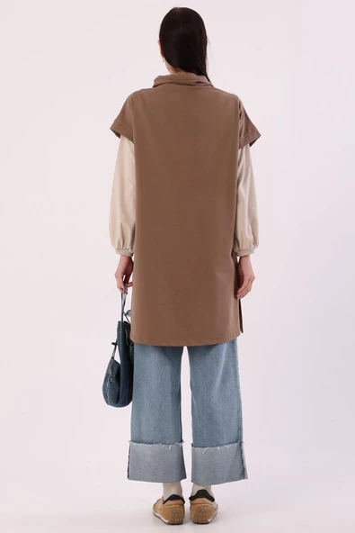 Vizon-Kanguru Cepli Likralı Süveter - Resim 4