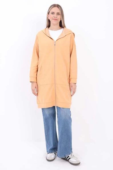 Soft Sarı-Fermuarlı Sweat Hırka - Resim 2