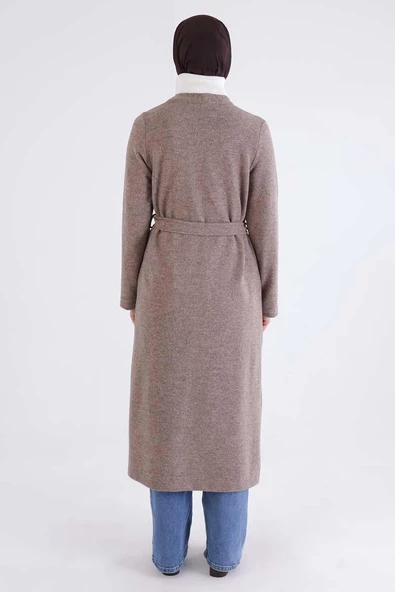 Bej-Cepli Kemerli Uzun Hırka - 4