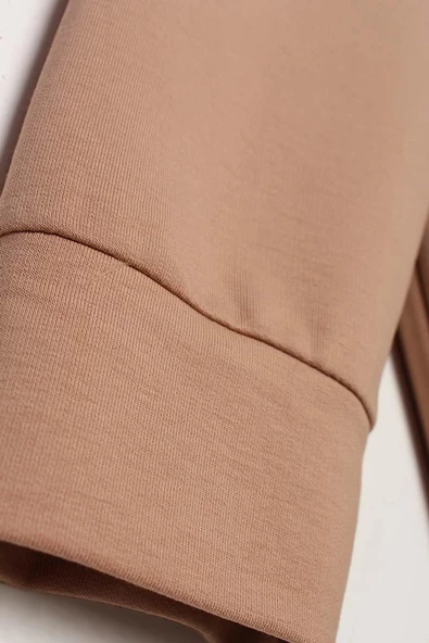 Bej-Fermuarlı Sweat Hırka - 6