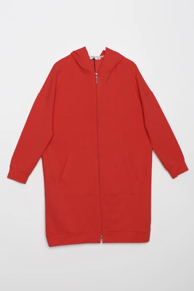 Nar Çiçeği-Fermuarlı Sweat Hırka - Resim 7