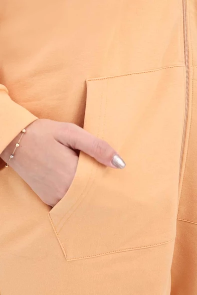 Soft Sarı-Fermuarlı Sweat Hırka - Resim 5