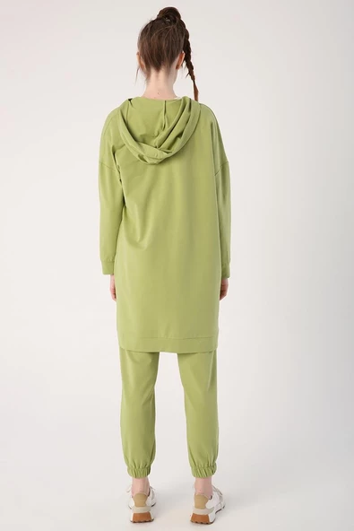 Açık Yeşil-Fermuarlı Sweat Hırka - 4