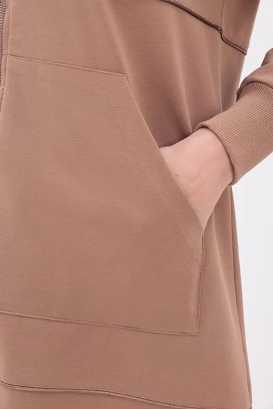 Vizon-Saten Ara Biyeli Sweat Hırka - 5