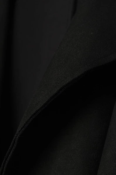 Siyah-Kuşaklı Kolları Detaylı Süet Trençkot - Resim 6