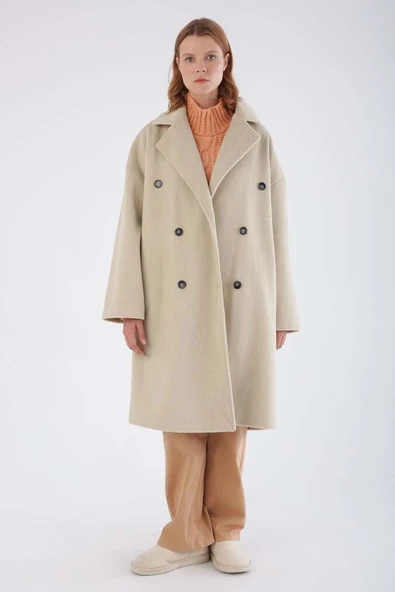 Taş-Arkadan Yırtmaçlı Kaşe Kaban - 2