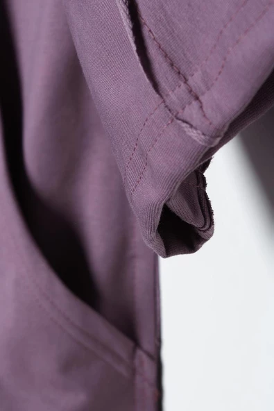 Koyu Lila-Yarasa Kollu Likralı Oversize Kimono - 5