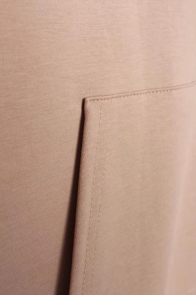 Bej-Fermuarlı Sweat Hırka - 8