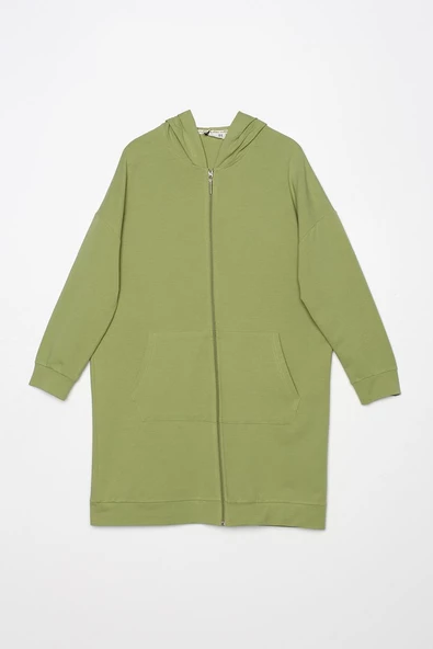 Açık Yeşil-Fermuarlı Sweat Hırka - 7