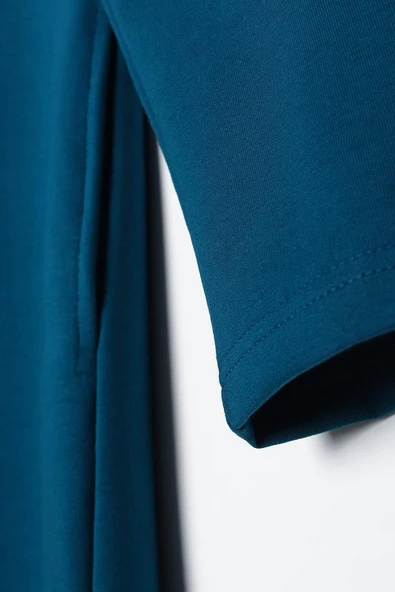 Açık Petrol-Aplike Nakışlı Çift Kordonlu Kapüşonlu Hırka - Resim 5