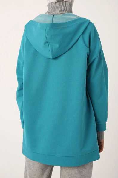 Mint-Fermuarlı Sweat Hırka - 4