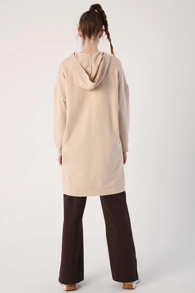 Bej01-Fermuarlı Sweat Hırka - 4