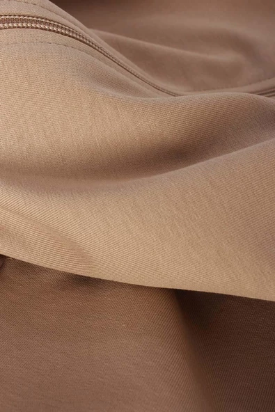 Bej-Fermuarlı Sweat Hırka - 8