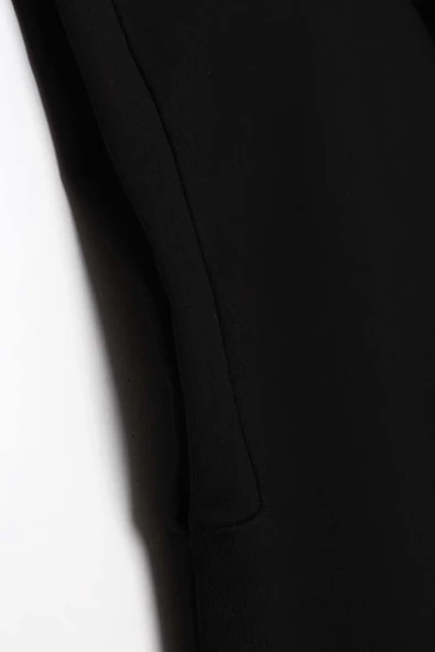 Siyah-Kanguru Cepli Likralı Süveter - Resim 6