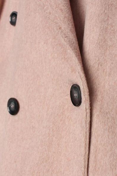 Pembe-Arkadan Yırtmaçlı Kaşe Kaban - 6