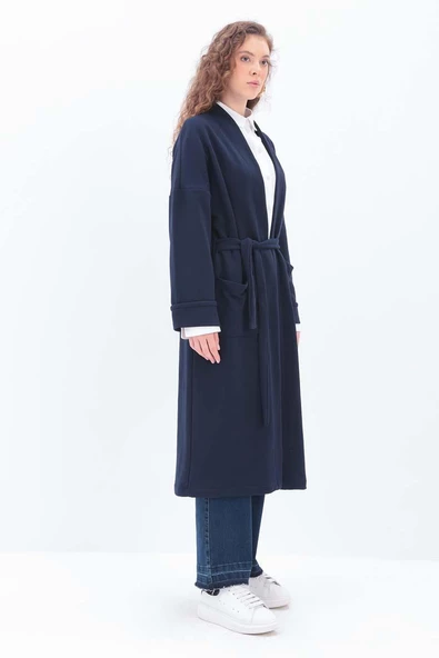 Lacivert-Kolu Katlamalı Sweat Hırka - 3