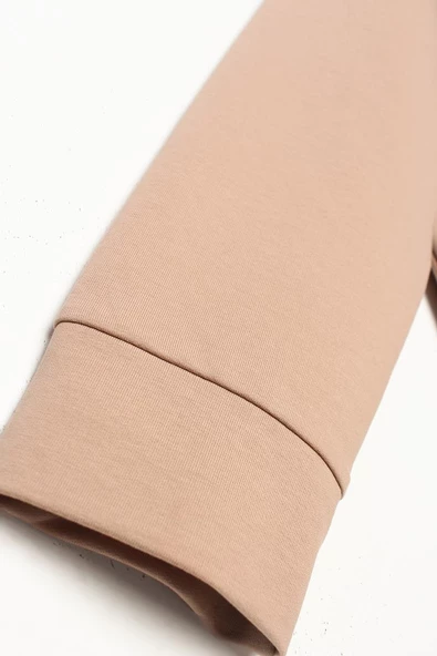 Bej-Fermuarlı Sweat Hırka - 7