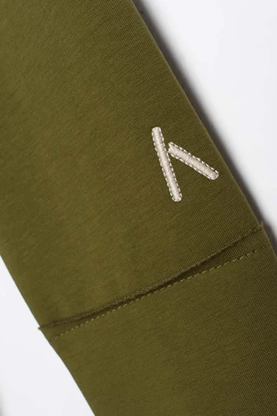 Haki01-Kapüşonlu Fermuarlı Hırka - 5