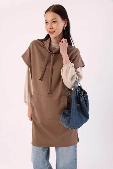 Vizon-Kanguru Cepli Likralı Süveter - Resim 5