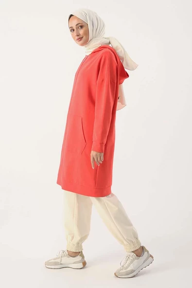 Nar Çiçeği-Fermuarlı Sweat Hırka - Resim 3