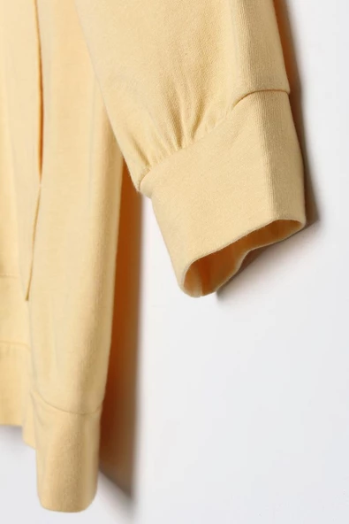 Açık Sarı-Fermuarlı Sweat Hırka - 5