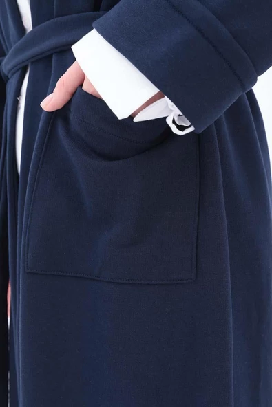 Lacivert-Kolu Katlamalı Sweat Hırka - 5