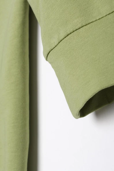 Açık Yeşil-Fermuarlı Sweat Hırka - 6