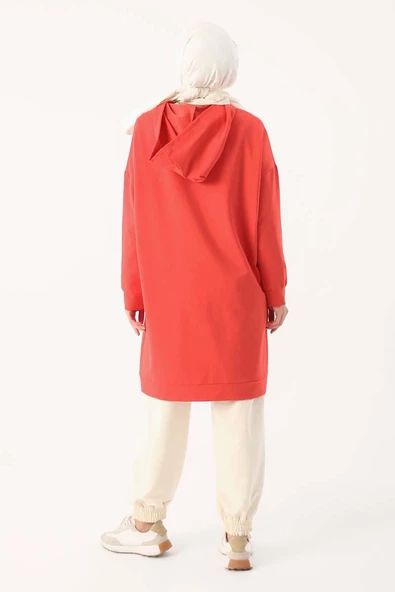 Nar Çiçeği-Fermuarlı Sweat Hırka - Resim 4