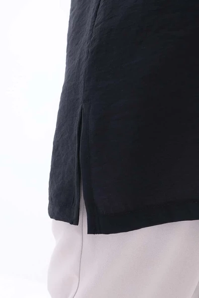 Siyah-Basıc Sıfır Kol İçlik Tunik - Resim 5