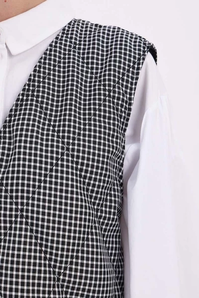 Siyah-Beyaz-Çift Taraflı Kapitone Yelek - Resim 7