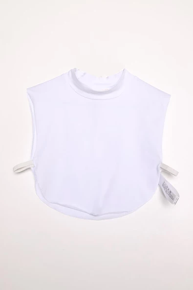 Beyaz-Pamuklu Dik Yaka Lastikli Likralı İçlik - Resim 6