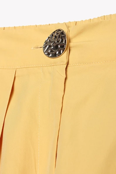 Sarı-Gold Düğmeli Büyük Yakalı Pantolonlu Takım - 6