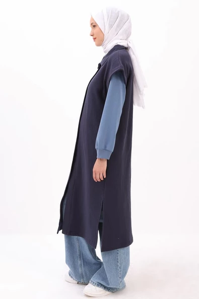 Lacivert-DİK YAKALI YIRTMAÇLI GİY ÇIK - Resim 3