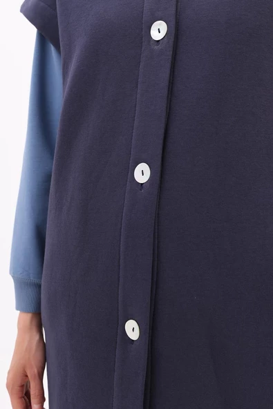 Lacivert-DİK YAKALI YIRTMAÇLI GİY ÇIK - Resim 5