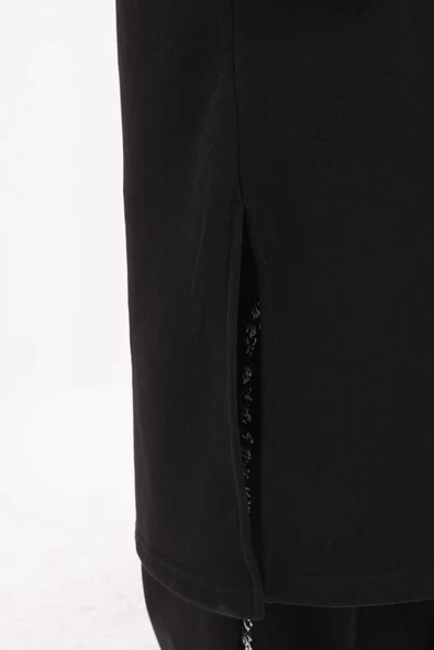 Siyah-DİK YAKALI YIRTMAÇLI GİY ÇIK - Resim 5