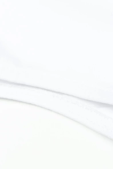 Beyaz-Pamuklu Uzun Kollu Dik Yaka Likralı Crop İçlik - Resim 3