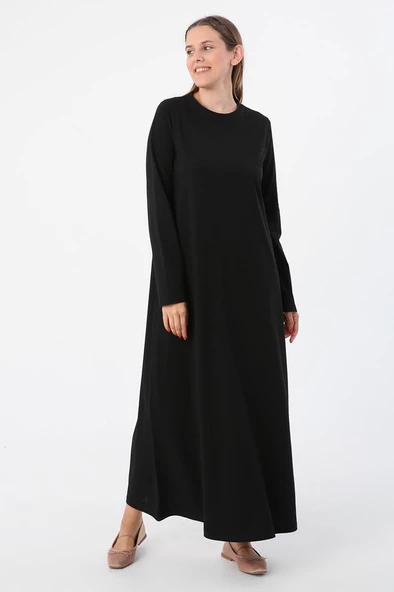 Siyah-Uzun Kollu İçlik Elbise - 3