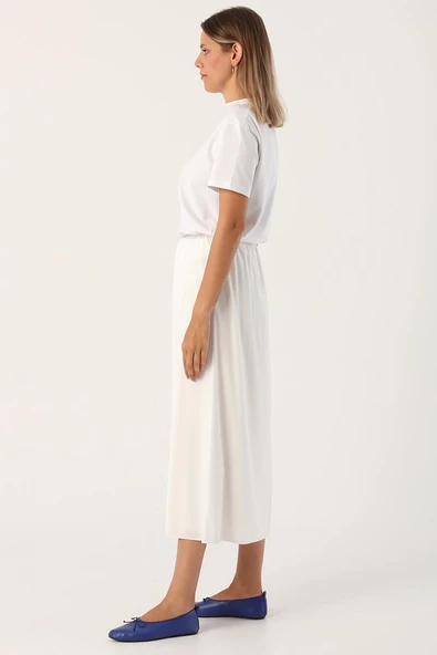 Ekru-Jarse Beli Lastikli Etek Astarı - Resim 2