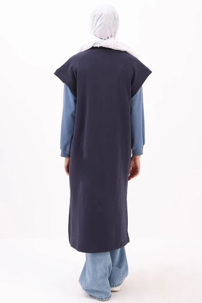 Lacivert-DİK YAKALI YIRTMAÇLI GİY ÇIK - Resim 4