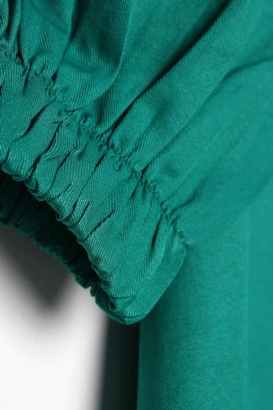 Zümrüt-Kemerli Gömlek Yaka Elbise - Resim 5