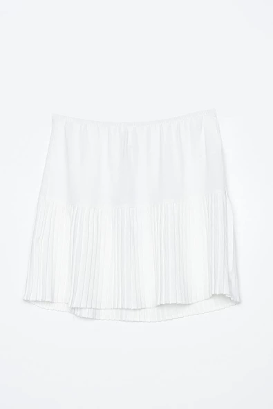 Beyaz-Pileli Kısa İçlik Etek - Resim 4