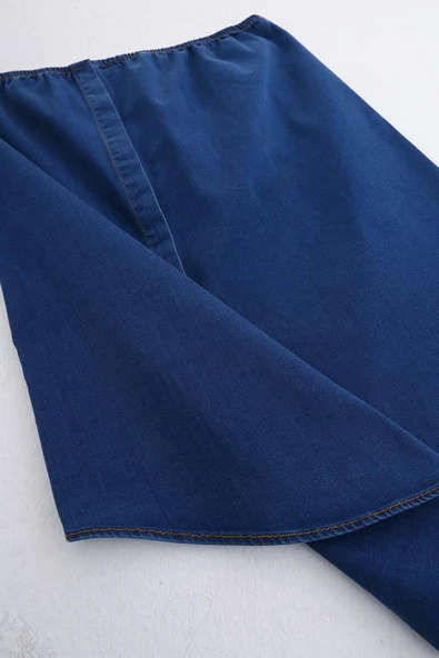 Mavi01-%100 Pamuklu Gömlek İçlik Etek - 2