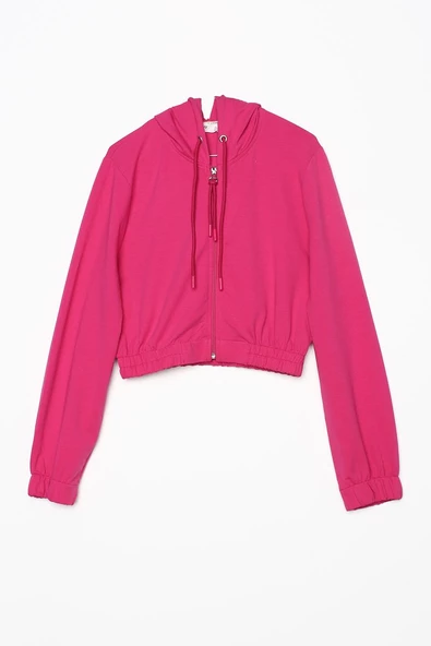 Fuşya-Fermuarlı Kısa Hırkalı Kolsuz Elbiseli Takım - Resim 10