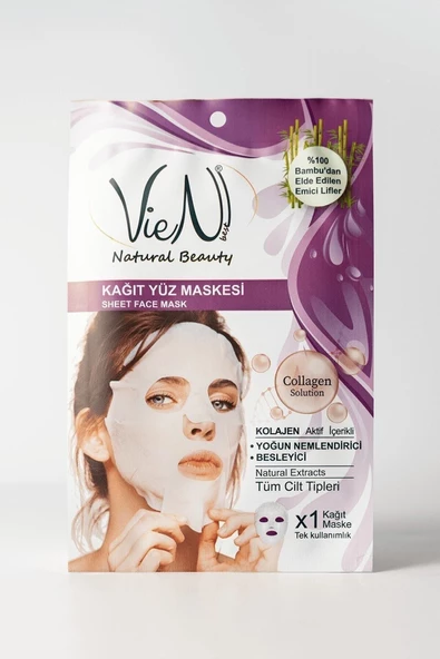 Vien Natural Beauty Kolajen Aktif İçerikli Tek Kullanımlık Yüz Bakım Maskesi