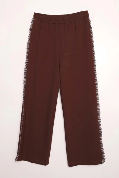 Acı Kahve01-Tüvit Garni Detaylı Pantolon Takımı - Resim 7