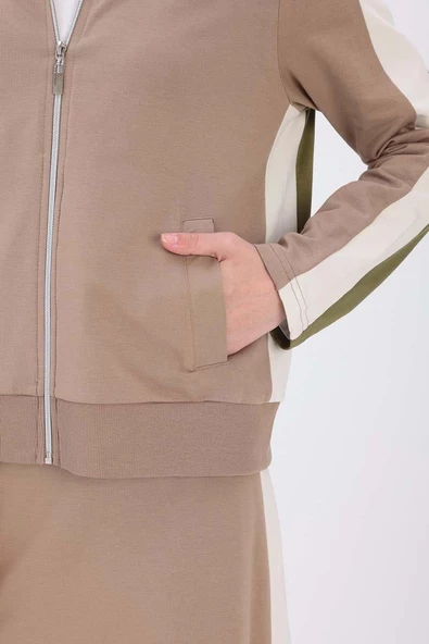 Vizon-Haki-Pamuklu Garnili Etekli Takım - Resim 6