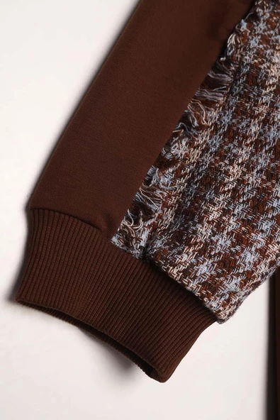 Acı Kahve01-Tüvit Garni Detaylı Pantolon Takımı - Resim 6