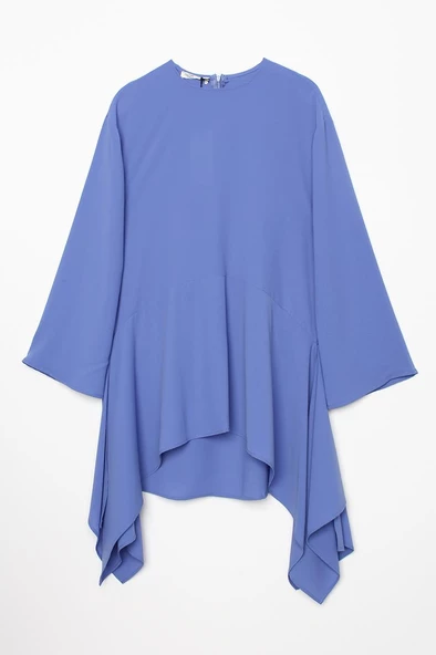 Parlement-Asimetrik Kesim Tunikli Bol Paça Pantolonlu Takım - Resim 8