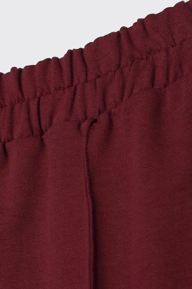 Bordo-Çizgili Ribanaları Etekli Kısa Hırkalı Takım - 5