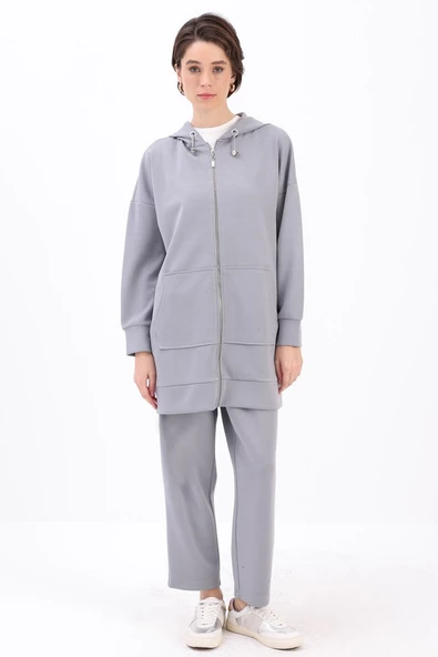 Gri-Kanguru Cepli Eşofman Takımı - Resim 2